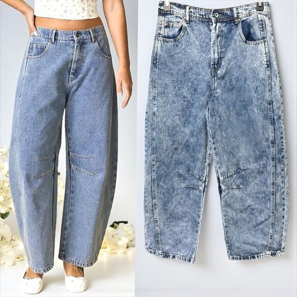 Mid Rise Wide Leg Barrel Jeans Size Large - Very J - NWT - Picture 3 of 12